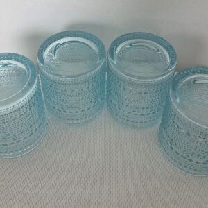 Elegant Blue Textured Glass Tumblers